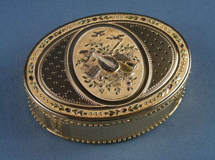 Louis XVI coloured gold oval box by Germain Chaye